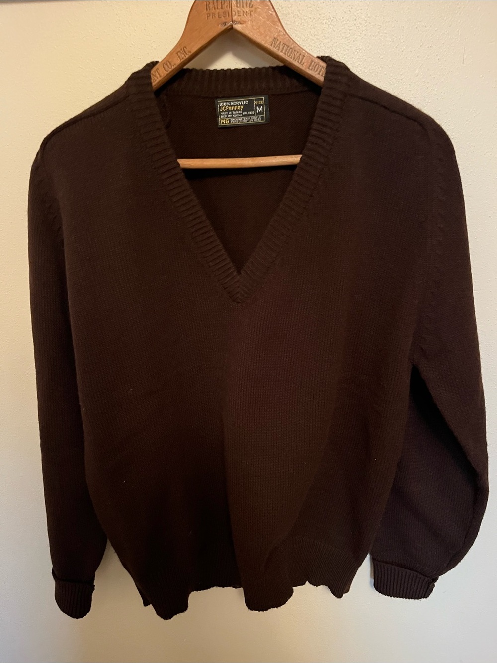 Vintage V-Neck Women's Sweater in Dark Brown